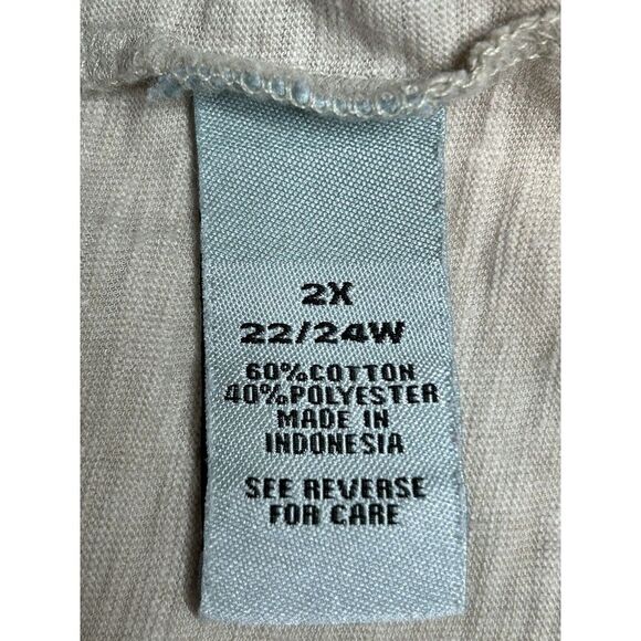 Catherines 22/24W Beige With Sparkle 3/4 Sleeve V-Neck Lightweight Tunic - Picture 6 of 7